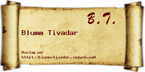 Blumm Tivadar névjegykártya